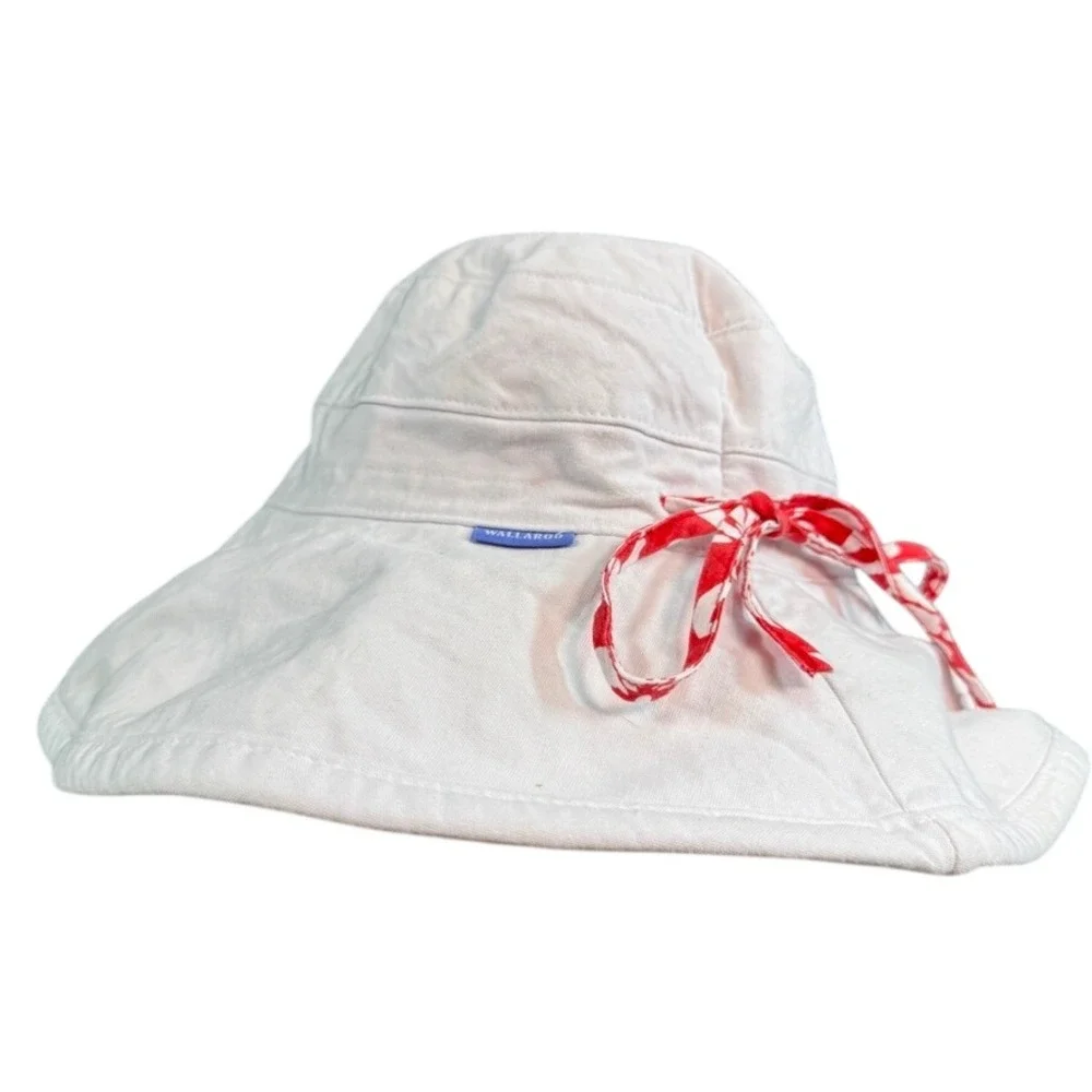 Wallaroo Reversible Bucket Hat White Red Hibiscus Floral Sun Hat Wide Brim